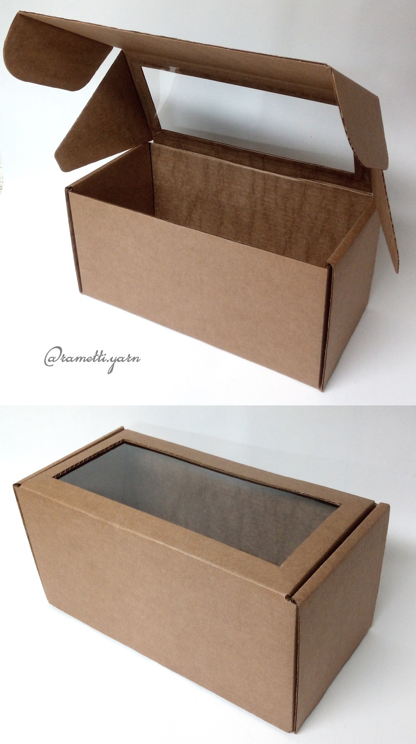 Коробка из картона с окошком (30*15*15см) - БУРЫЙ